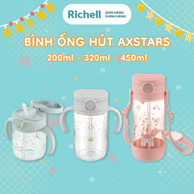 Bình ống hút RICHELL Nhật AXSTARS chất liệu Tritan 200ml-320ml-450ml | Baby