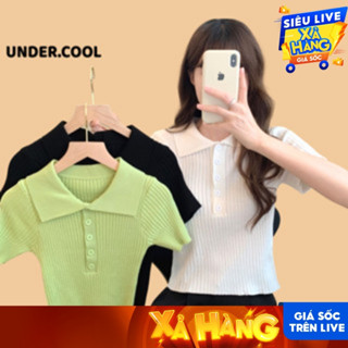 Áo mongtoghi Nữ Len Nữ Cộc Tay Cổ Cúc Polo Phong Cách Lịch Sự  Dáng Ngắn Tay Cổ Bẻ ACT13