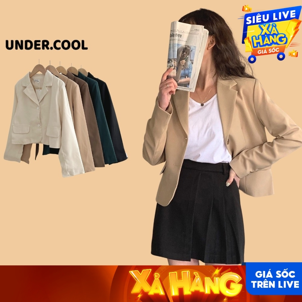 Áo Blazer Croptop 2 lớp dáng ngắn 2 khuy Tay Dài Vạt bầu UNDERCOOL - Vest Ngắn đẹp AV03 | BigBuy360 - bigbuy360.vn