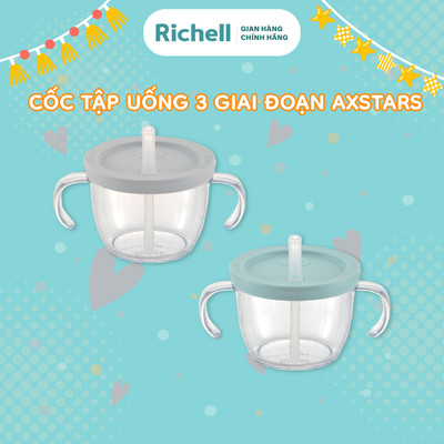 Cốc tập hút, tập uống 3 giai đoạn RICHELL Nhật AXSTARS 150ml chống sặc Tritan | Baby