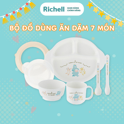 Bộ đồ dùng ăn dặm 7 món RICHELL có đế hít chống đổ | Baby