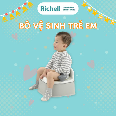 Bô vệ sinh và bệ lót bồn cầu trẻ em RICHELL chất liệu kháng khuẩn có tay vịn cho bé | Baby