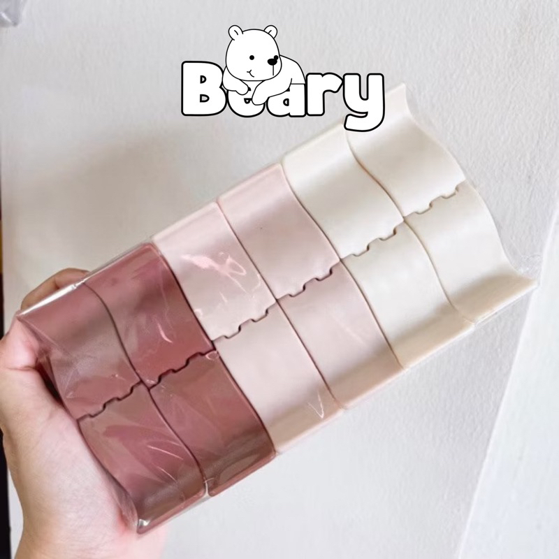 Lố 6 - 12 kẹp càng cua màu trà sữa 5 răng 3 răng nhựa dẻo chống gãy
