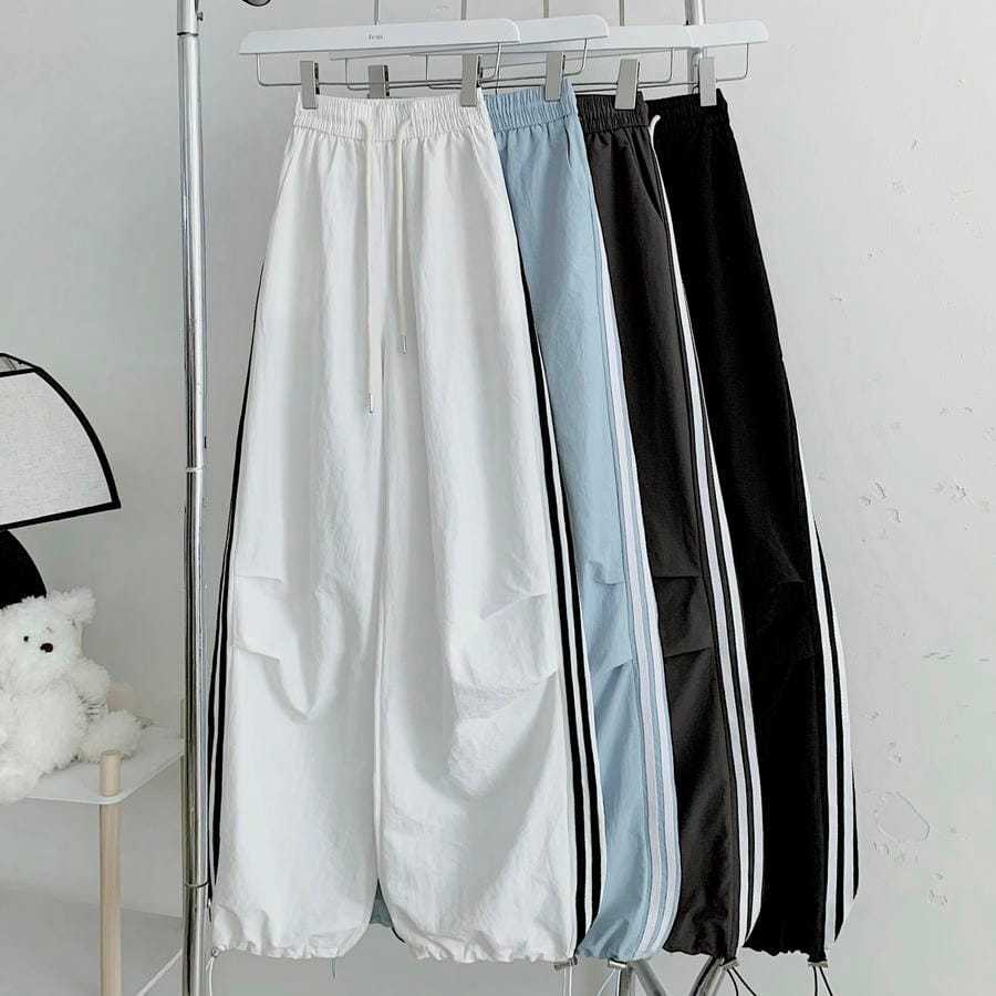 Quần vải dài chất vải dù xốp nhăn Hàn form rộng Jemcloset -  VEMIZ - 3116