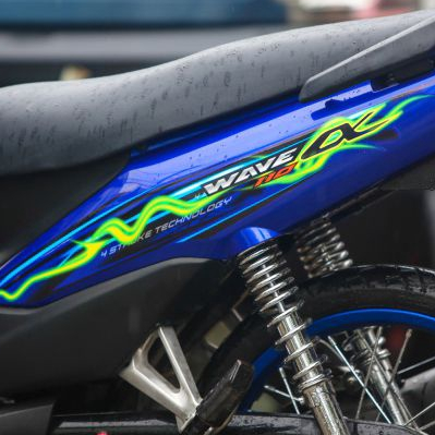 Tem rời Wave A 110 xanh dương tem lửa xanh lá nổi bật - không bay màu