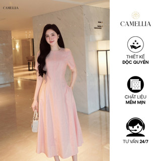 Đầm Nữ CAMELLIA màu Hồng san hô thiết kế trẻ trung, sang trọng, mang lại vẻ ngoài khí chất tự nhiên