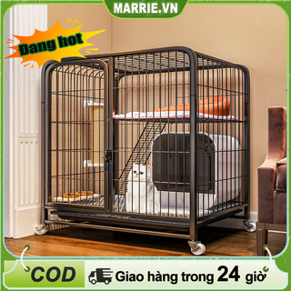  Lồng chó di động có bánh xe chuyên dụng cho chó cỡ nhỏ đến trung Khung kim loại dày 2cm gia cố chắc chắn bền bỉ chuồng 