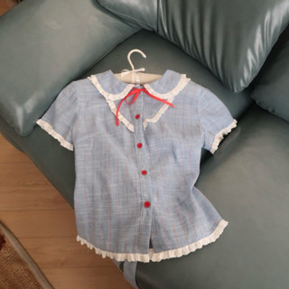  Áo sơ mi ERRORIST Baby Blue Shirt phối ren 