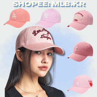  Mũ Nón lưỡi trai MLB Unisex chất liệu vải Kaki màu hồng logo NY ,mũ  nón lưỡi trai chính hãng cắt tem không tag 