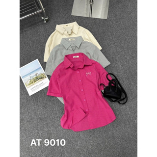 Áo sơ mi nữ Bigsize sọc vải cotton xịn mềm mịn dáng suông thêu nơ AT9010