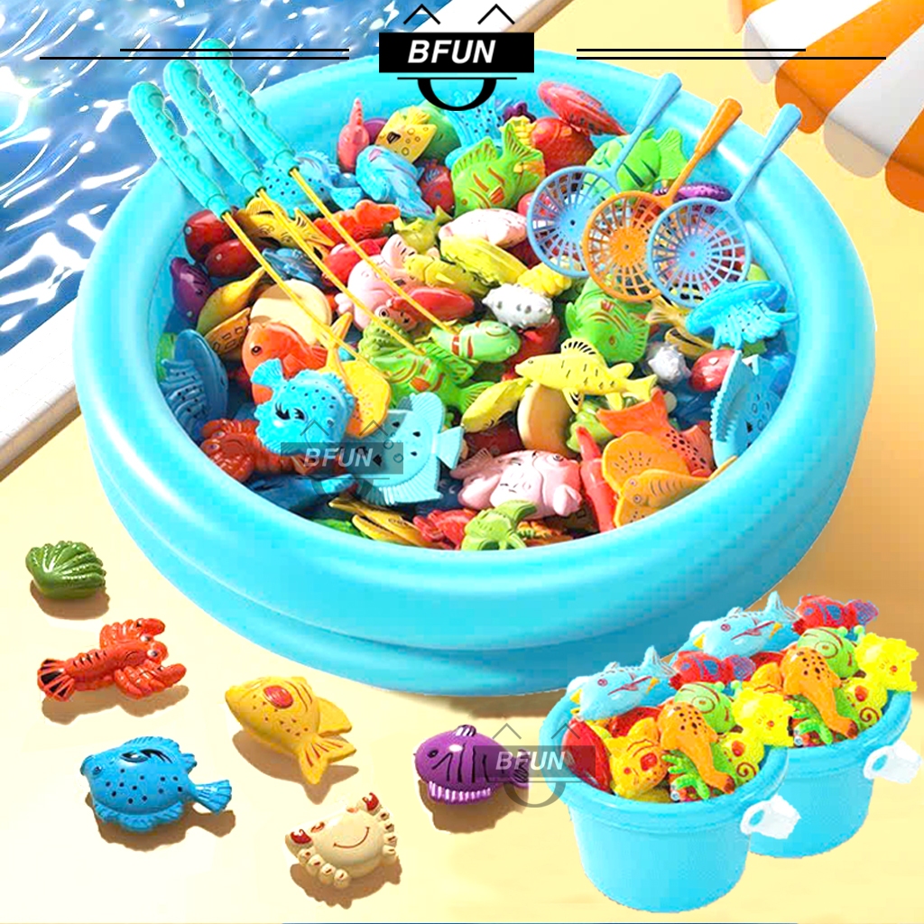 Đồ Chơi Câu Cá 42 Chi Tiết Size Lớn Kèm Phao - Bộ Câu Cá Có Nam Châm, Xô, Vợt Cho Bé Vui Chơi Bfun