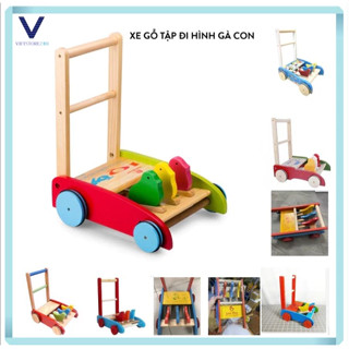 Xe Tập Đi Bằng Gỗ Cho Bé Có Vòng Cao Su Chống Trượt. Đồ Chơi Trẻ Em Thông Minh