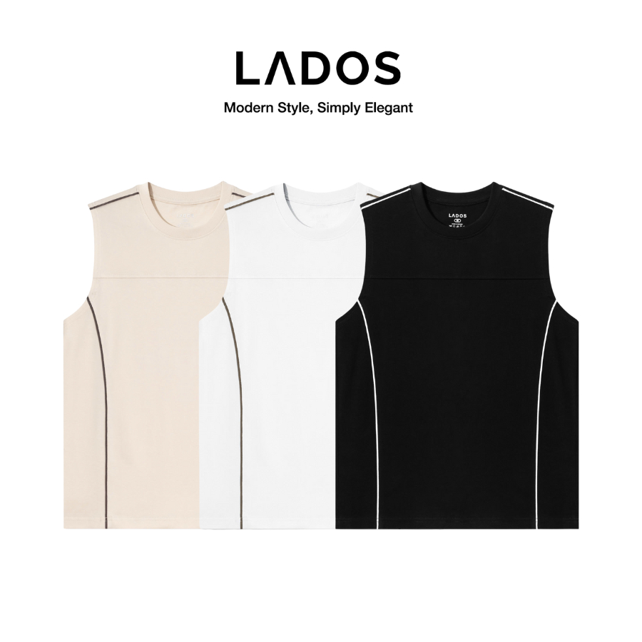 Áo thun tank top ba lỗ nam phối viền lé LADOS-9209 vải cotton siêu mát mẻ,tập gym, chạy bộ, đi chơi