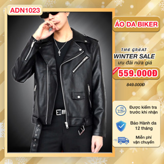 Áo khoác da nam biker jacket lót dù cao cấp SPADN10