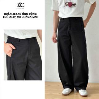 Quần jeans ống rộng nam Độc menswear dày dặn, quần bò phủ giày, dáng bí tôn dáng - Q691