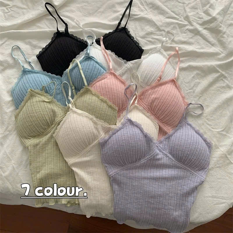 Áo Bra Nữ 2 Dây Thun Tăm Dáng Lửng Màu Pastel Phong Cách Korea Siêu Hot M68  E407