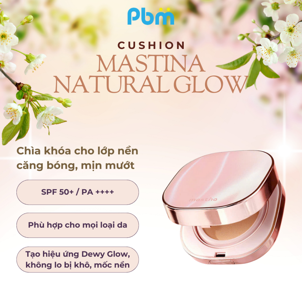 PHẤN NƯỚC MASTINA NATURAL GLOW CUSHION SPF 50+ / PA++++