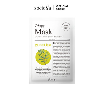 [HSD Trước 08/2027] Mặt Nạ Se Khít Lỗ Chân Lông Chiết Xuất Trà Xanh ARIUL 7 Days Mask Green Tea S 23ml