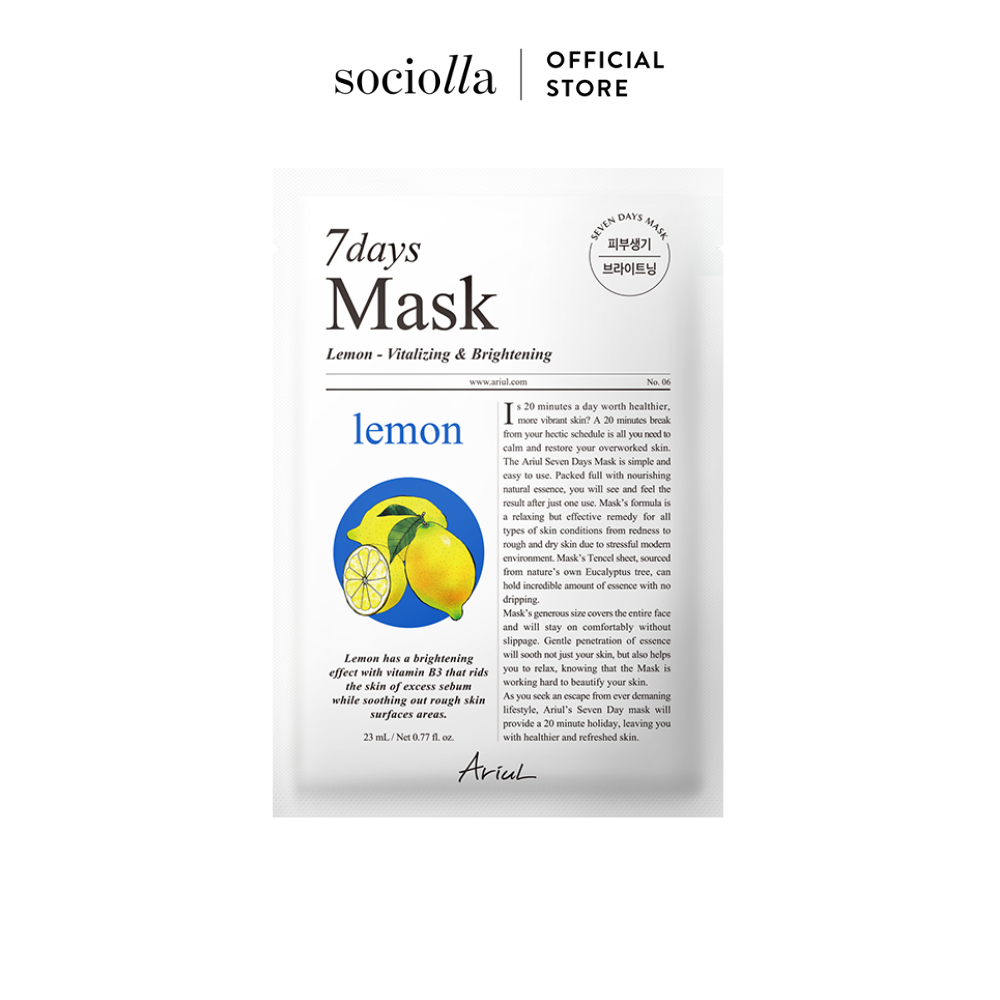 Mặt Nạ Giảm Thâm & Dưỡng Sáng Da Chanh Vàng ARIUL 7 Days Mask Lemon C 23 ml