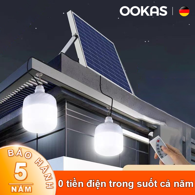 OOKAS Bóng đèn năng lượng mặt trời 1000W siêu sáng chợ đêm Quầy hàng Ánh sáng khẩn cấp  LED