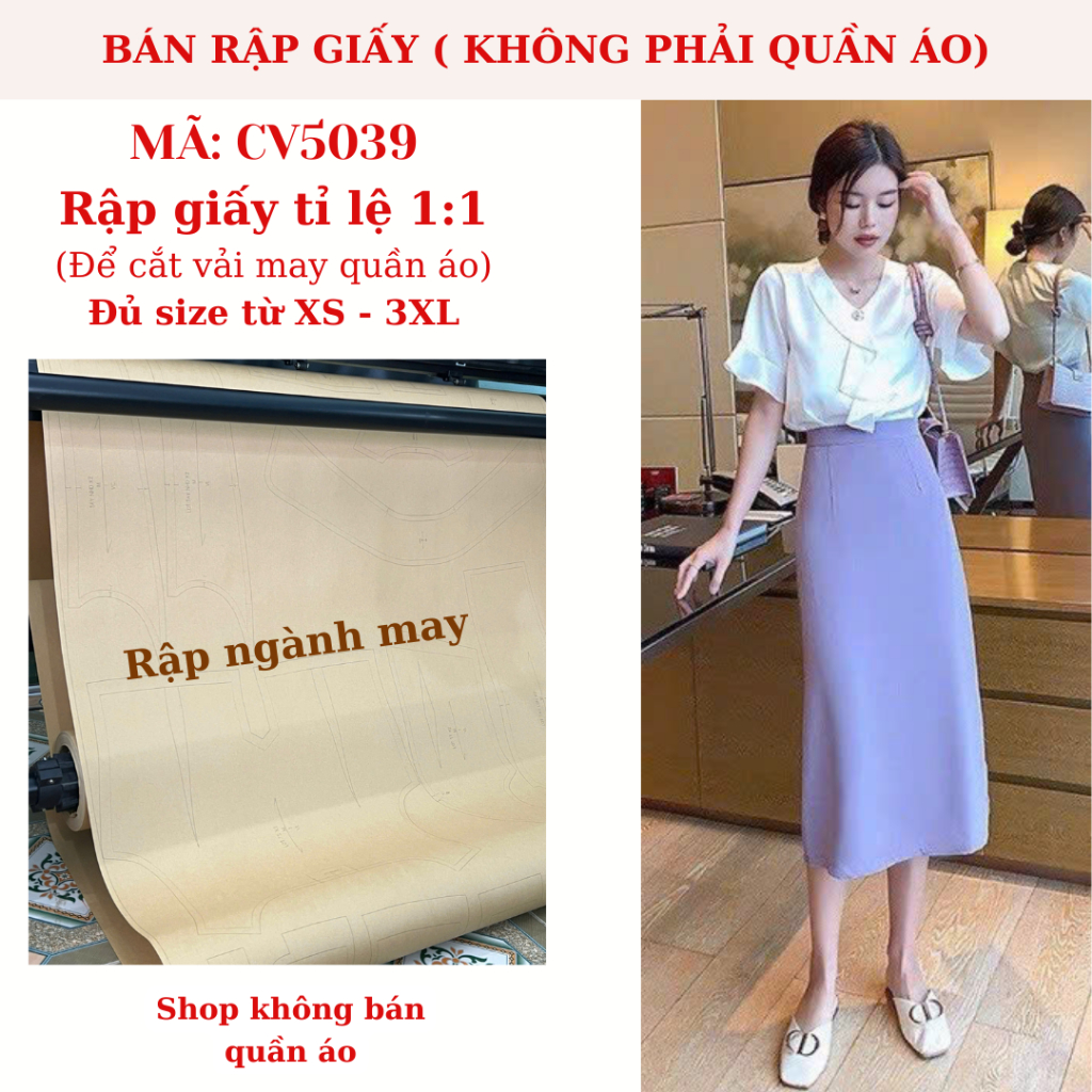 RẬP GIẤY CHÂN VÁY MÃ CV5039 ( KHÔNG CẮT SẴN )