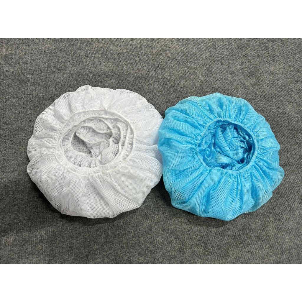 Set 5 mũ lưới trùm tóc / Nón trùm tóc vải lưới màu trắng, xanh / Mũ lưới xanh, Mũ lưới trắng
