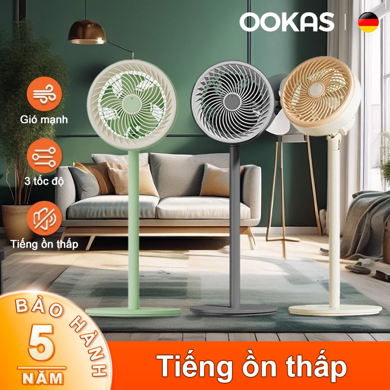 OOKAS Quạt đứng Công suất thấp gió mạnh tiếng ồn thấp 3 chế độ điều khiển Có thể xoay được