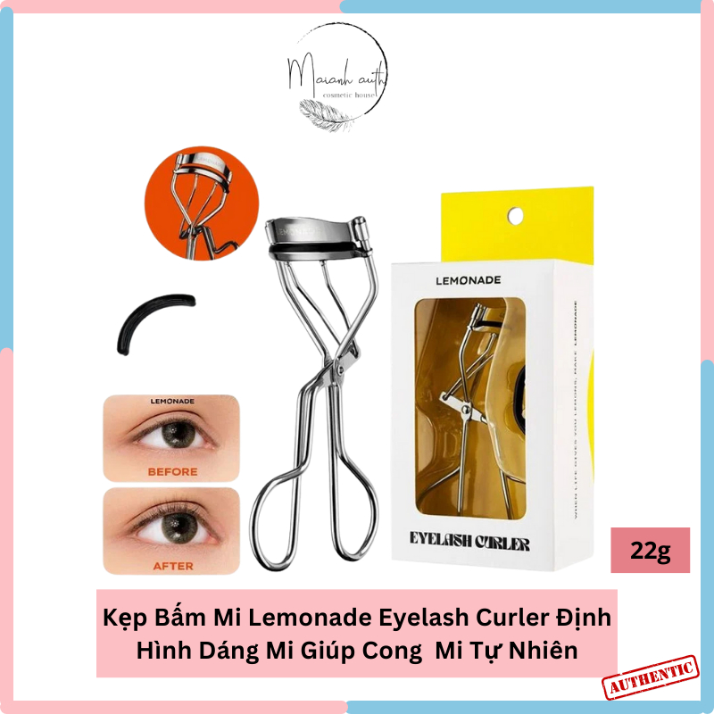 Kẹp Bấm Mi Lemonade Eyelash Curler Giúp Cong  Mi Tự Nhiên Định Hình Dáng Mi 22g