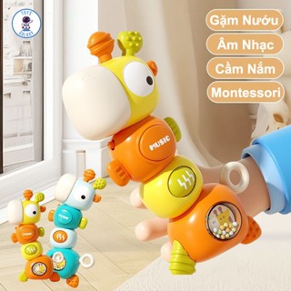 Đồ Chơi Montessori Gặm Nướu Hươu Baby Rattle Phát Nhạc Nhiều Nút Bấm Cho Bé, Đồ Chơi Lục Lạc