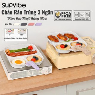  Chảo chiên rán trứng lớn làm bánh 3 ngăn chống dính khuôn chảo chiên trứng mini dùng được bếp từ 
