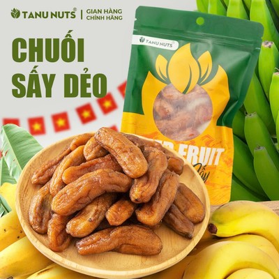 Chuối sấy dẻo TANU NUTS túi 285g trái cây sấy dẻo ăn vặt healthy tốt cho dân văn phòng, ăn kiêng, giảm cân