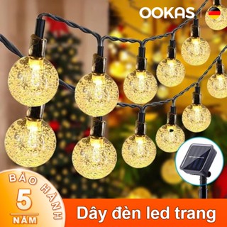  OOKAS Dây đèn led trang trí năng lượng mặt trời quả cầu bi bọt chống nước 20-50-100 bóng led 
