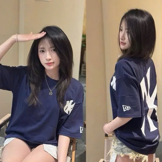 Áo Thun Nam Nữ MLB Thêu Xù Ngực In Lưng Thêu Tay Form Rộng Tay Lỡ Vải Cotton Full Tag Mạc Chuẩn