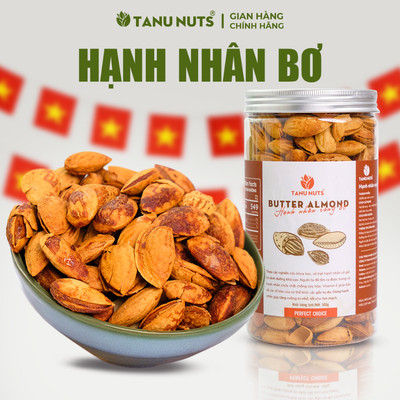 Hạnh nhân rang bơ TANU NUTS 500g, hạt dinh dưỡng tốt cho sức khỏe.