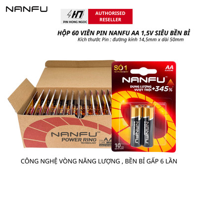 Hộp 60 viên pin NANFU Alkaline AA , AAA 1,5V - Hàng chính hãng