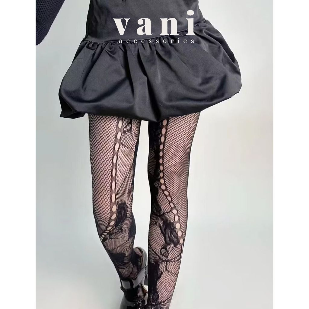 Quần Tất Lưới Cá Hoa Hồng Rơi Y2K - Vani Store - TAT320