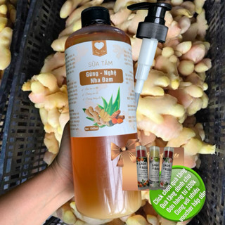 Sữa tắm thảo dược nghệ gừng màng tang 1l giúp lành sẹo, giảm thâm mụn lưng, làm ấm cơ thể.