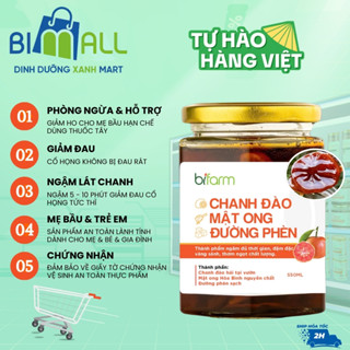 [Hỏa tốc] Chanh đào mật ong đường phèn BIFARM giảm ho rát họng 550ml