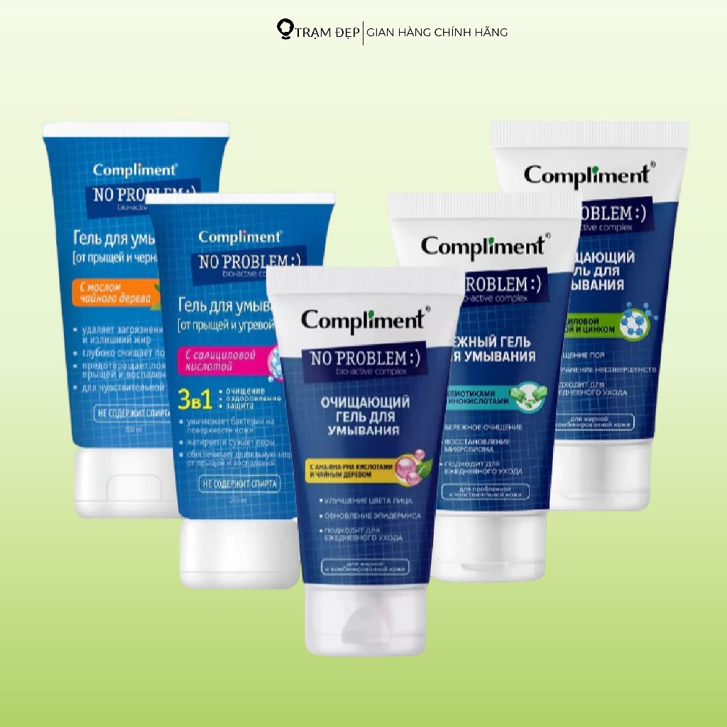 Sữa Rửa Mặt Compliment No Problem Giúp Làm Sạch Sâu, Hỗ Trợ Giảm Mụn (200ml/tuýp)