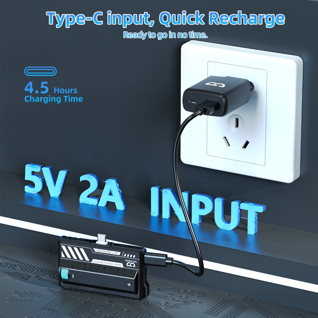 Goojodoq 5000-10000mah Đầu kép Sạc dự phòng di động Hai pin Mecha Style Nhẹ Typc-C /LN Power Bank | BigBuy360 - bigbuy360.vn