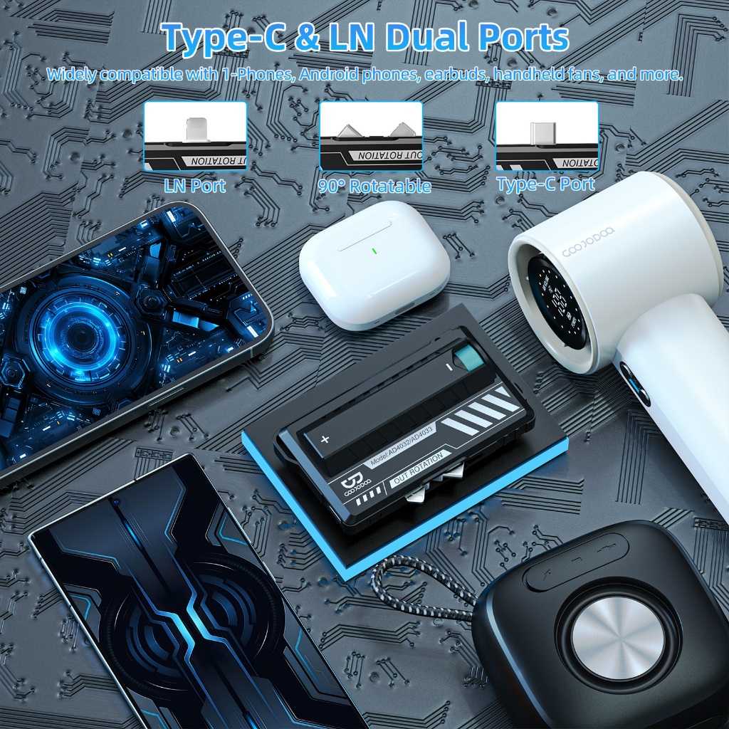 Goojodoq 5000-10000mah Đầu kép Sạc dự phòng di động Hai pin Mecha Style Nhẹ Typc-C /LN Power Bank | BigBuy360 - bigbuy360.vn