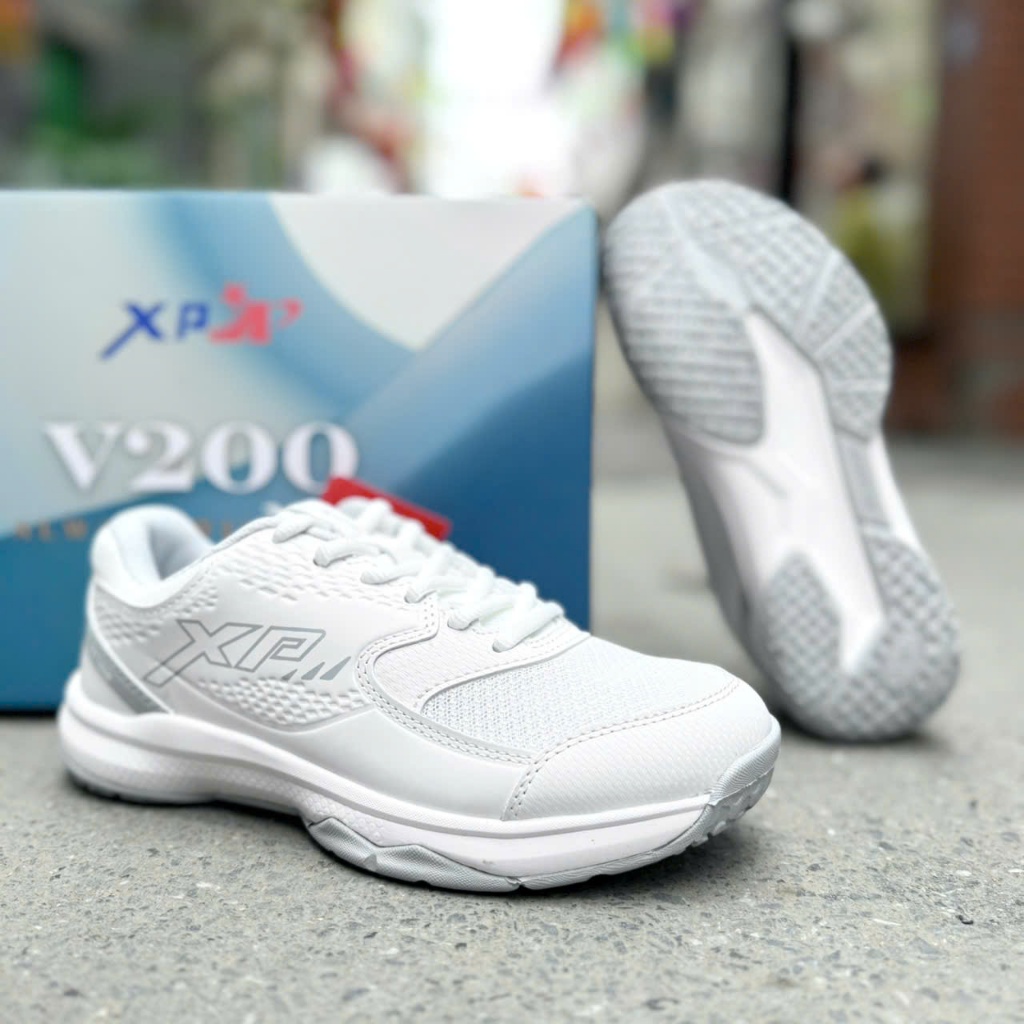 Giày XP V200 Trắng (Giày cầu lông, bóng chuyền, pickleball nam nữ)