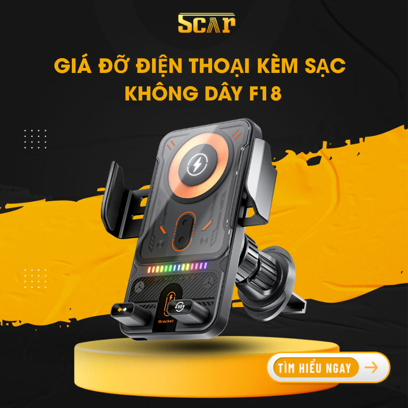 Giá đỡ kèm sạc không dây F18 cài cửa gió điều hòa ô tô