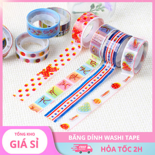 🎀 COMBO 10 BĂNG DÍNH TRANG TRÍ WASHI TAPE – NHIỀU HỌA TIẾT 🎨