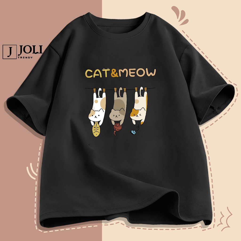 Áo Thun Nam Nữ Unisex Tay Lỡ By JOLI Mã TN Cat&Meow In Hình Chất Cotton Form Rộng Phong Cách Ulzzang J Joli Trendy | BigBuy360 - bigbuy360.vn