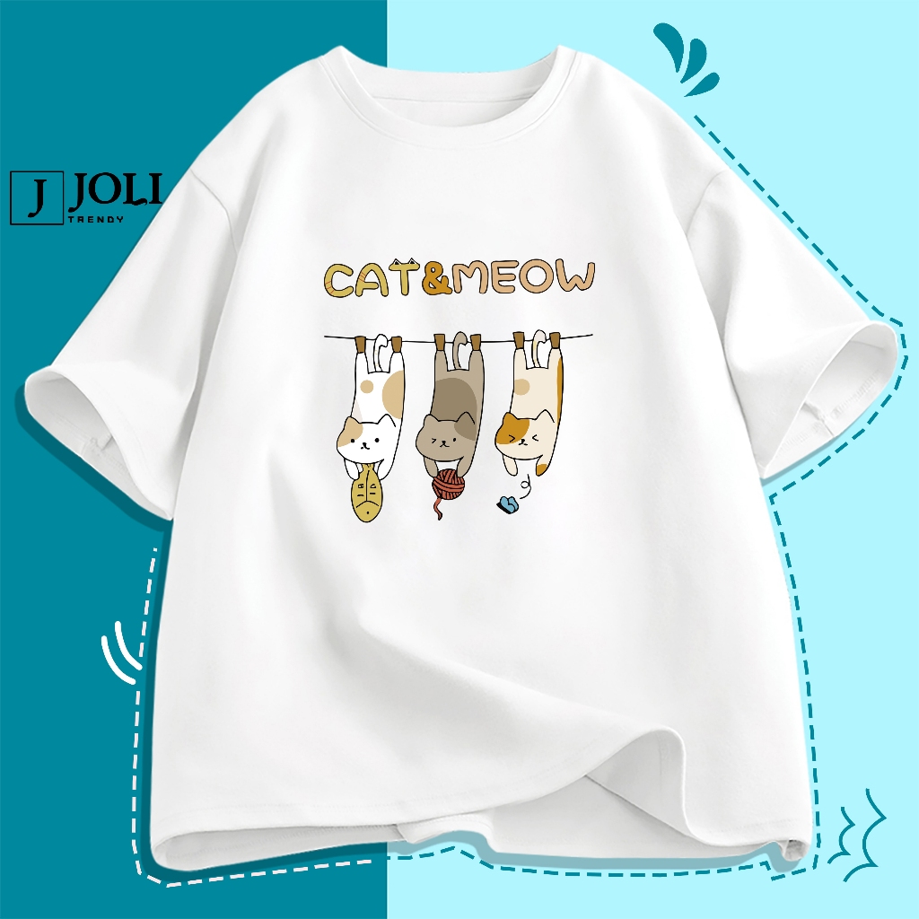 Áo Thun Nam Nữ Unisex Tay Lỡ By JOLI Mã TN Cat&Meow In Hình Chất Cotton Form Rộng Phong Cách Ulzzang J Joli Trendy | BigBuy360 - bigbuy360.vn