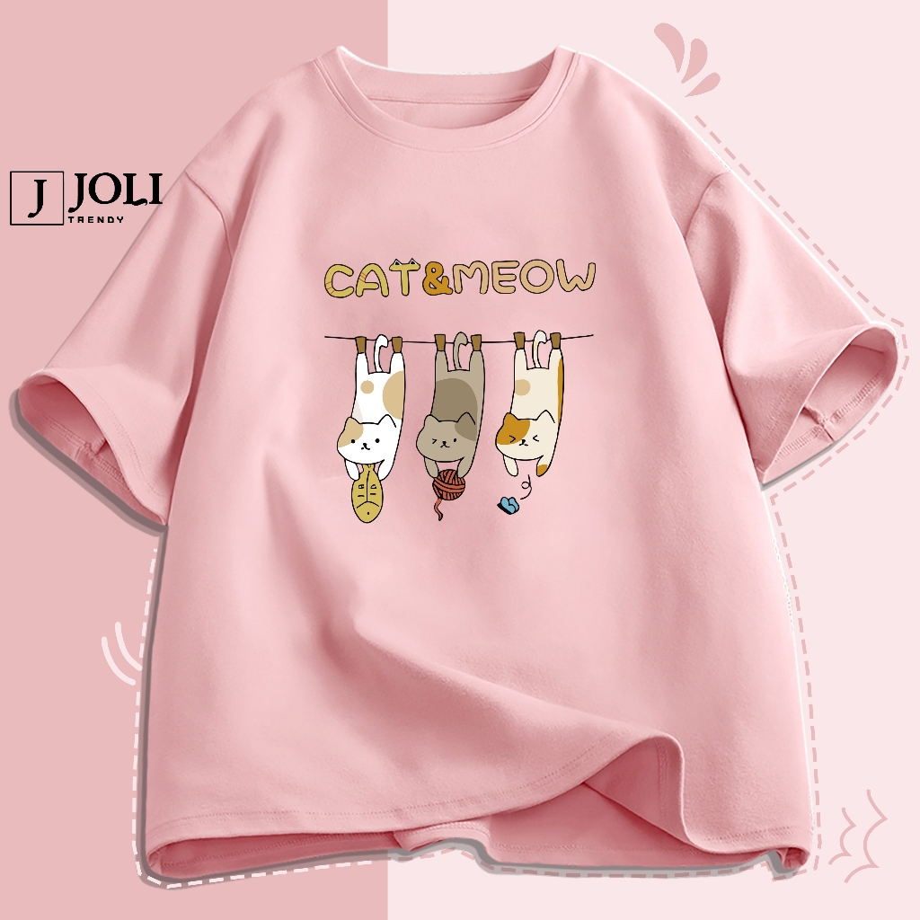 Áo Thun Nam Nữ Unisex Tay Lỡ By JOLI Mã TN Cat&Meow In Hình Chất Cotton Form Rộng Phong Cách Ulzzang J Joli Trendy | BigBuy360 - bigbuy360.vn
