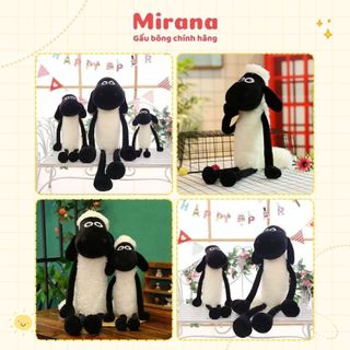 Thú nhồi bông cừu Shaun In The Sheep vải siêu mịn an toàn, gấu bông cừu đen, cừu béo cao cấp Mirana