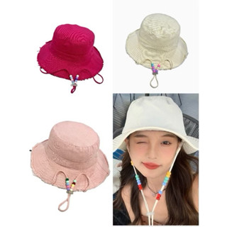 Mũ Bucket Tua Rua Phối Hạt Trơn Vành rộng kèm dây Chống nắng Form Unisex Nam Nữ
