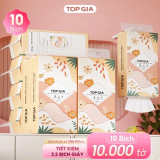 Khăn giấy gấu trúc Top Gia Tiểu Hạ 10 bịch, giấy vệ sinh treo tường 1000 tờ 4 lớp (Mẫu mã mới)